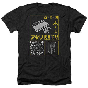 AN OFFCIALLY LICENSED ATARI KANJI SQUARES MEN'S HEATHER T-SHIRT CHARCOAL