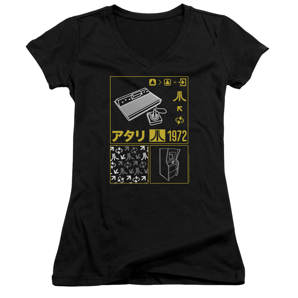 Atari Kanji Squares Licensed Women's T-Shirt Juniors V-Neck SM