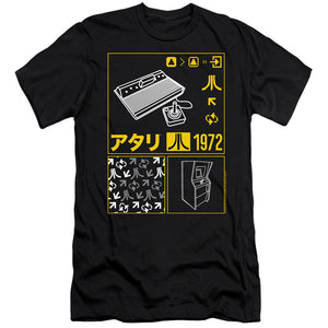 AN OFFCIALLY LICENSED ATARI KANJI SQUARES MEN'S PREMIUM SLIM FIT T-SHIRT BLACK