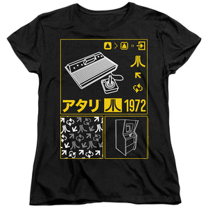 AN OFFCIALLY LICENSED ATARI KANJI SQUARES WOMEN'S REGULAR FIT T-SHIRT BLACK