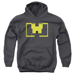 AN OFFCIALLY LICENSED ATARI ADVENTURE SCREEN ART YOUTH HOODIE CHARCOAL