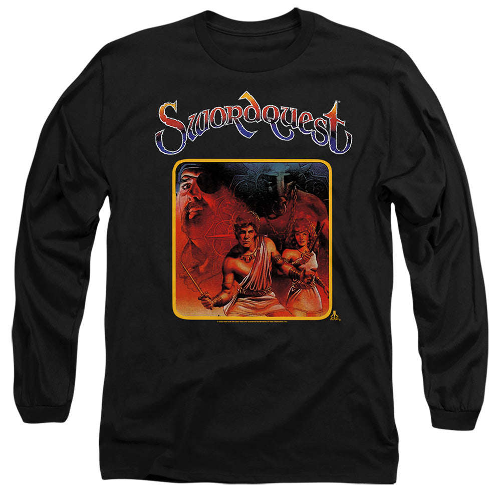 AN OFFCIALLY LICENSED ATARI SWORDQUEST MEN'S LONG SLEEVE T-SHIRT BLACK