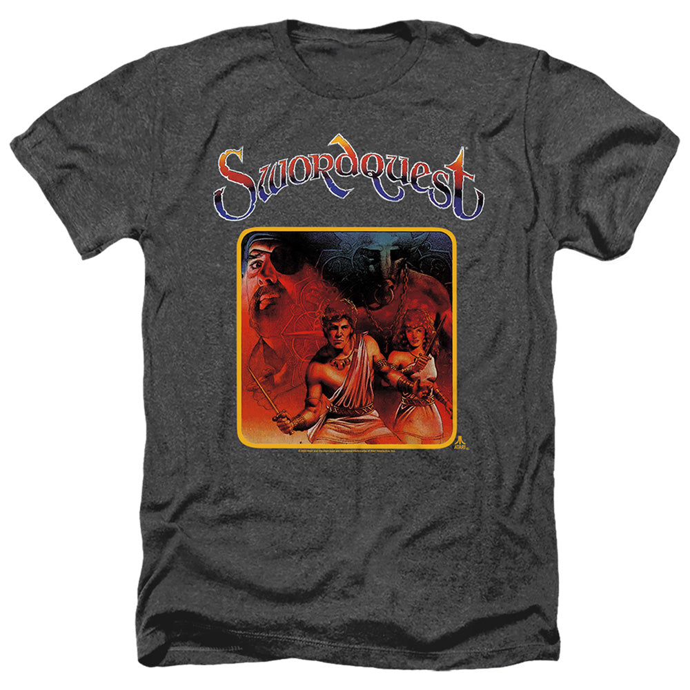AN OFFCIALLY LICENSED ATARI SWORDQUEST MEN'S HEATHER T-SHIRT CHARCOAL