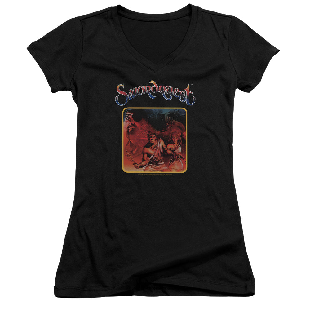 Atari Swordquest Licensed Women's T-Shirt Juniors V-Neck SM