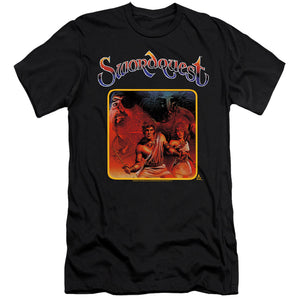 AN OFFCIALLY LICENSED ATARI SWORDQUEST MEN'S PREMIUM SLIM FIT T-SHIRT BLACK