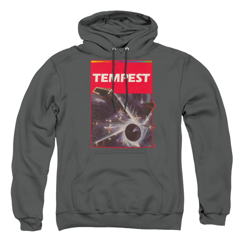 AN OFFCIALLY LICENSED ATARI TEMPEST BOX ART ADULT UNISEX PULLOVER HOODIE CHARCOAL