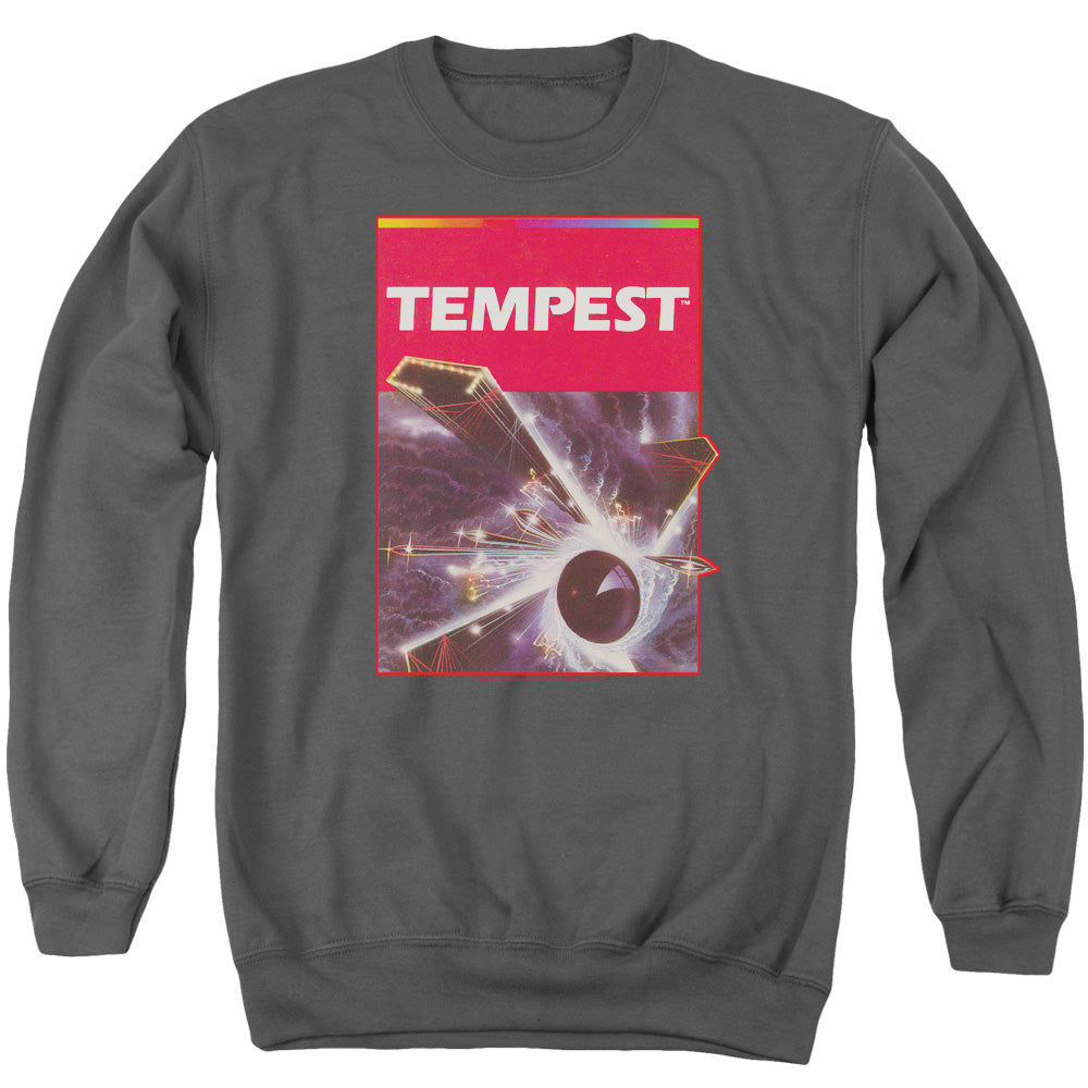AN OFFCIALLY LICENSED ATARI TEMPEST BOX ART ADULT UNISEX CREWNECK SWEATSHIRT CHARCOAL
