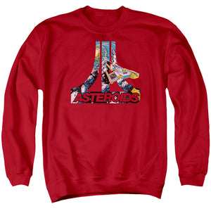 AN OFFCIALLY LICENSED ATARI ASTEROIDS ATARI ADULT UNISEX CREWNECK SWEATSHIRT RED