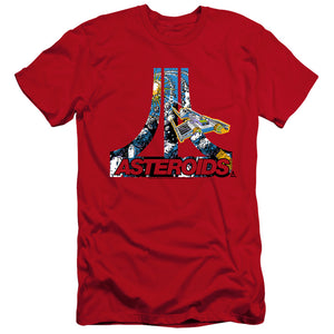 AN OFFCIALLY LICENSED ATARI ASTEROIDS ATARI MEN'S PREMIUM SLIM FIT T-SHIRT RED