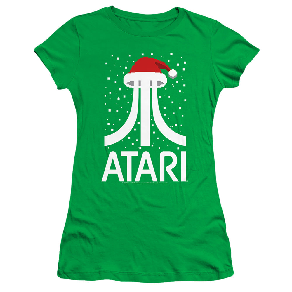 Atari Pixel Santa Hat Licensed Women's T-Shirt Juniors MD-LG