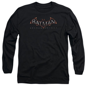 AN OFFCIALLY LICENSED BATMAN ARKHAM KNIGHT  LOGO MEN'S LONG SLEEVE T-SHIRT BLACK