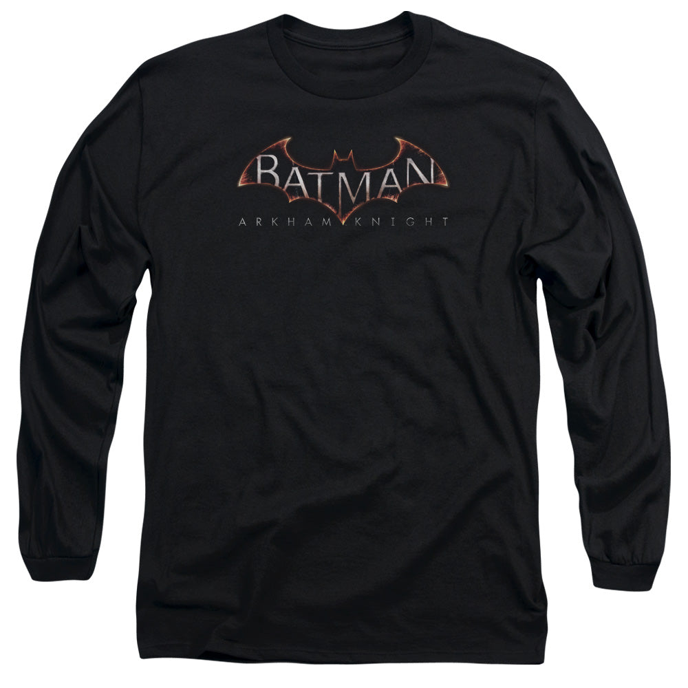 AN OFFCIALLY LICENSED BATMAN ARKHAM KNIGHT  LOGO MEN'S LONG SLEEVE T-SHIRT BLACK