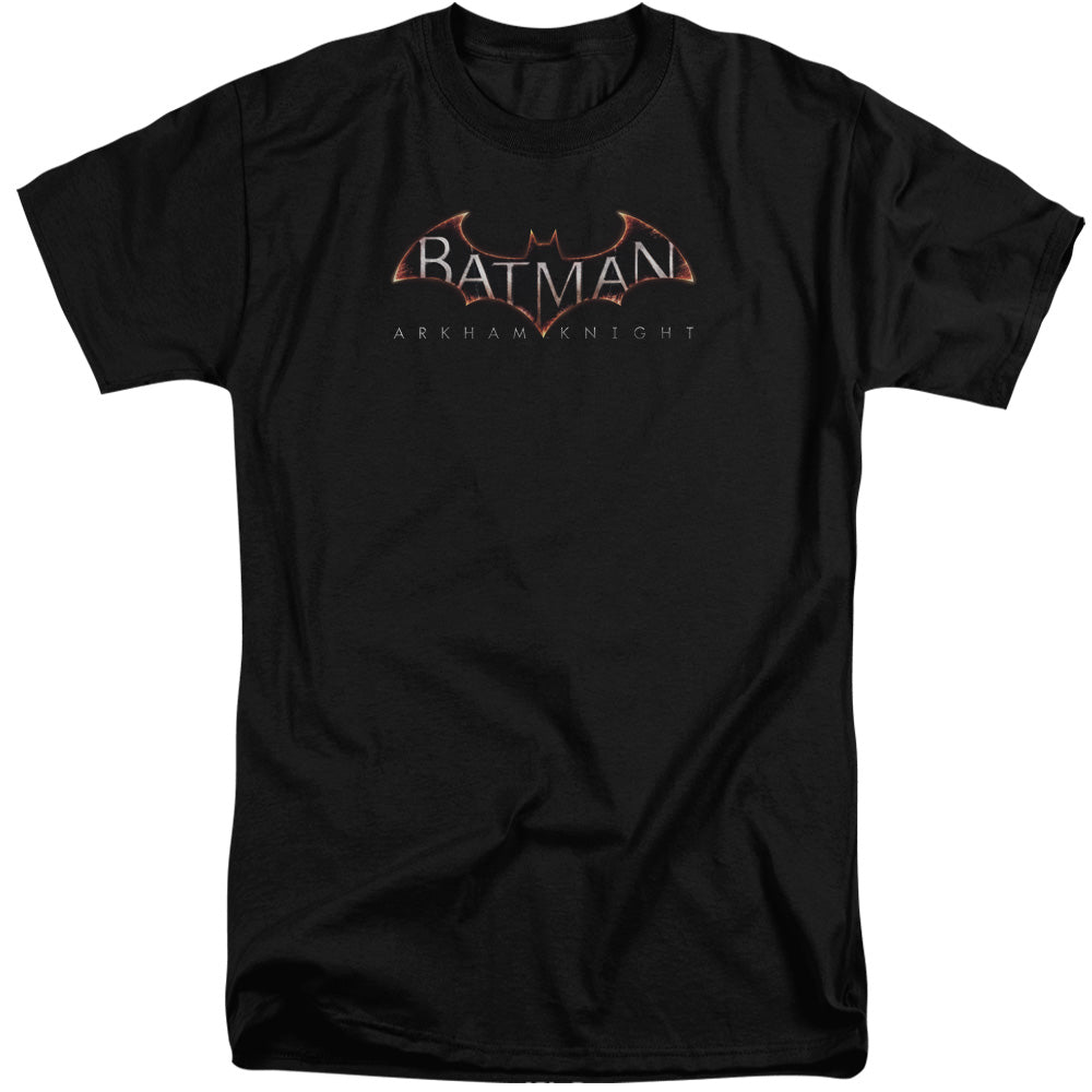 AN OFFCIALLY LICENSED BATMAN ARKHAM KNIGHT  LOGO MEN'S TALL FIT T-SHIRT BLACK