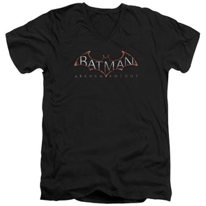 AN OFFCIALLY LICENSED BATMAN ARKHAM KNIGHT  LOGO MEN'S V-NECK T-SHIRT BLACK