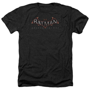 AN OFFCIALLY LICENSED BATMAN ARKHAM KNIGHT  LOGO MEN'S HEATHER T-SHIRT CHARCOAL