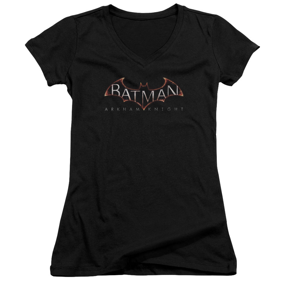 Batman Arkham Knight Logo Licensed Women's T-Shirt Juniors V-Neck SM