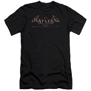 AN OFFCIALLY LICENSED BATMAN ARKHAM KNIGHT  LOGO MEN'S PREMIUM SLIM FIT T-SHIRT BLACK