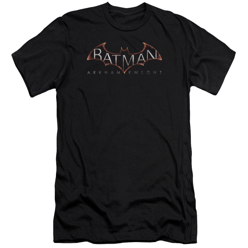 AN OFFCIALLY LICENSED BATMAN ARKHAM KNIGHT  LOGO MEN'S PREMIUM SLIM FIT T-SHIRT BLACK