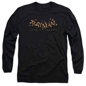 AN OFFCIALLY LICENSED BATMAN ARKHAM KNIGHT AK FLAME LOGO MEN'S LONG SLEEVE T-SHIRT BLACK
