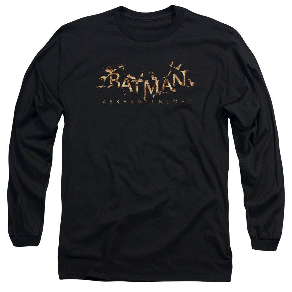 AN OFFCIALLY LICENSED BATMAN ARKHAM KNIGHT AK FLAME LOGO MEN'S LONG SLEEVE T-SHIRT BLACK
