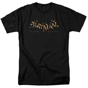 AN OFFCIALLY LICENSED BATMAN ARKHAM KNIGHT AK FLAME LOGO MEN'S REGULAR FIT T-SHIRT BLACK