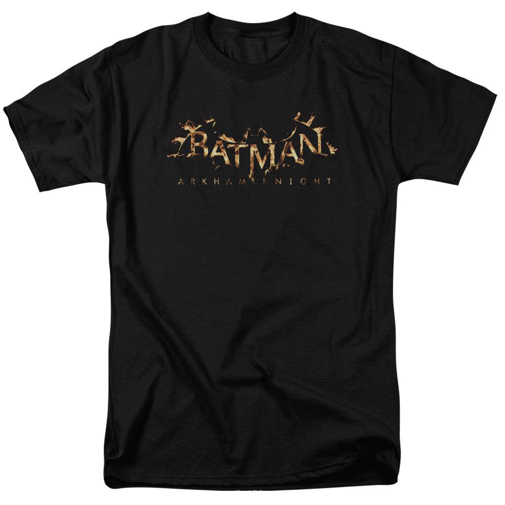AN OFFCIALLY LICENSED BATMAN ARKHAM KNIGHT AK FLAME LOGO MEN'S REGULAR FIT T-SHIRT BLACK