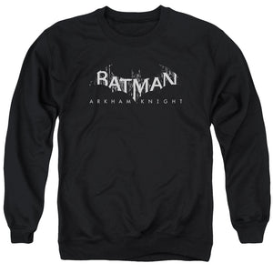 AN OFFCIALLY LICENSED BATMAN ARKHAM KNIGHT AK SPLINTER LOGO ADULT UNISEX CREWNECK SWEATSHIRT BLACK
