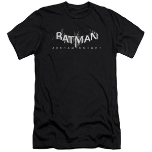 AN OFFCIALLY LICENSED BATMAN ARKHAM KNIGHT AK SPLINTER LOGO MEN'S PREMIUM SLIM FIT T-SHIRT BLACK