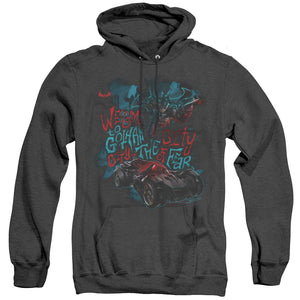 AN OFFCIALLY LICENSED BATMAN ARKHAM KNIGHT CITY OF FEAR ADULT UNISEX HEATHER PULLOVER HOODIE BLACK