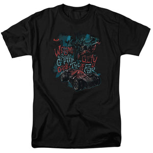 AN OFFCIALLY LICENSED BATMAN ARKHAM KNIGHT CITY OF FEAR MEN'S REGULAR FIT T-SHIRT BLACK