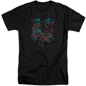 AN OFFCIALLY LICENSED BATMAN ARKHAM KNIGHT CITY OF FEAR MEN'S TALL FIT T-SHIRT BLACK