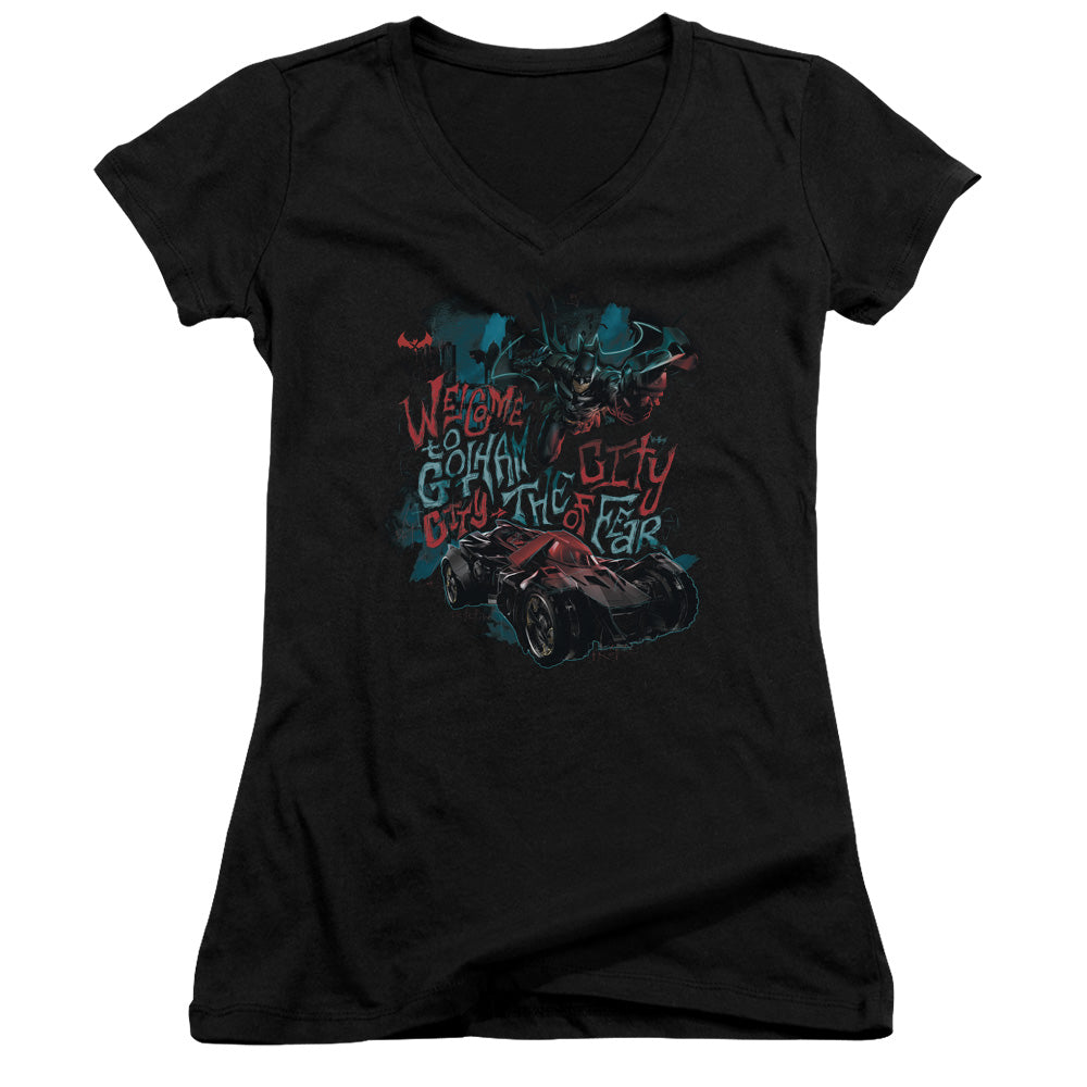 Batman Arkham Knight City Of Fear Licensed Women's T-Shirt Juniors V-Neck SM