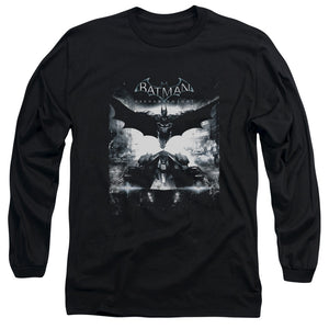 AN OFFCIALLY LICENSED BATMAN ARKHAM KNIGHT FORWARD FORCE MEN'S LONG SLEEVE T-SHIRT BLACK