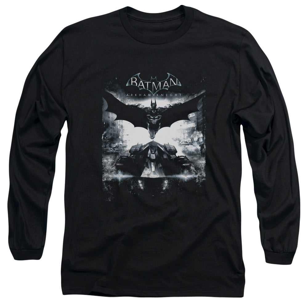 AN OFFCIALLY LICENSED BATMAN ARKHAM KNIGHT FORWARD FORCE MEN'S LONG SLEEVE T-SHIRT BLACK