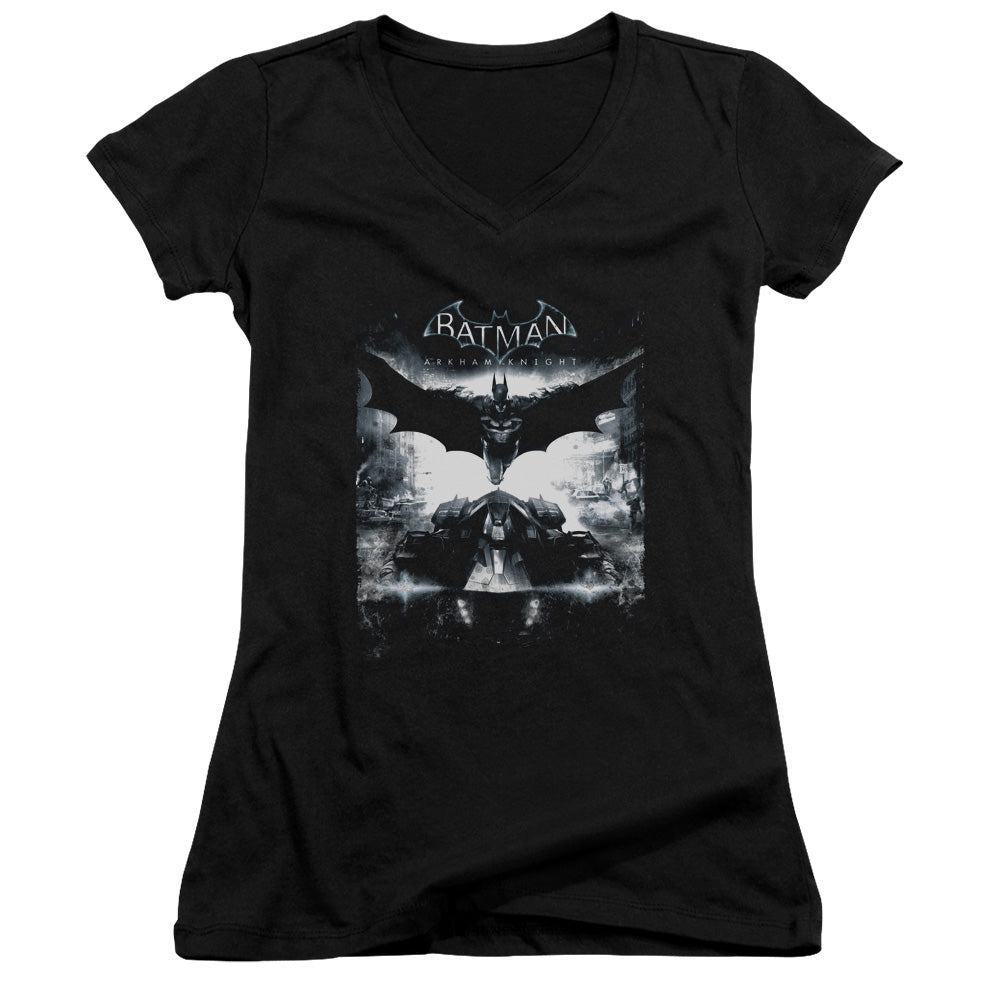 Batman Arkham Knight Forward Force Licensed Women's T-Shirt Juniors V-Neck SM