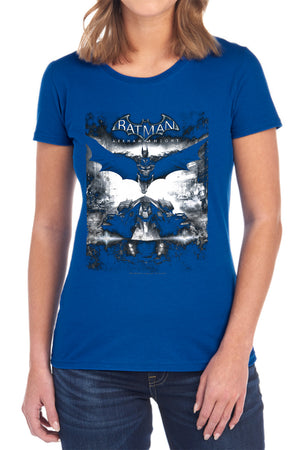 AN OFFCIALLY LICENSED BATMAN ARKHAM KNIGHT FORWARD FORCE WOMEN'S REGULAR FIT T-SHIRT BLACK