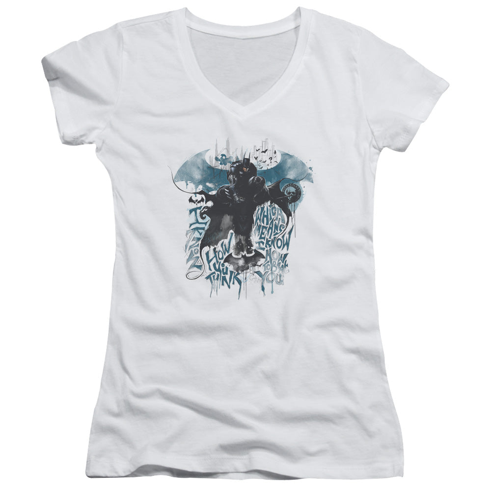 Batman Arkham Knight I Know Licensed Women's T-Shirt Juniors V-Neck SM