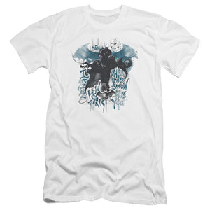 AN OFFCIALLY LICENSED BATMAN ARKHAM KNIGHT I KNOW MEN'S PREMIUM SLIM FIT T-SHIRT WHITE