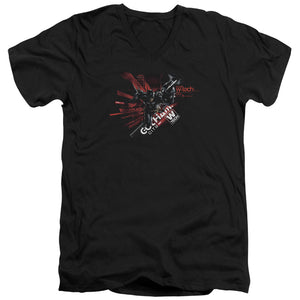 AN OFFCIALLY LICENSED BATMAN ARKHAM KNIGHT AK TECH MEN'S V-NECK T-SHIRT BLACK