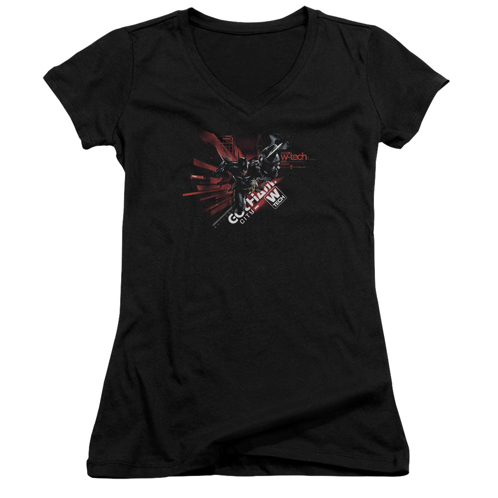 Batman Arkham Knight Ak Tech Licensed Women's T-Shirt Juniors V-Neck SM