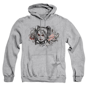 AN OFFCIALLY LICENSED BATMAN ARKHAM KNIGHT HQ SKETCH ADULT UNISEX PULLOVER HOODIE ATHLETIC HEATHER