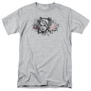 AN OFFCIALLY LICENSED BATMAN ARKHAM KNIGHT HQ SKETCH MEN'S REGULAR FIT T-SHIRT ATHLETIC HEATHER