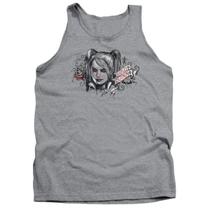 AN OFFCIALLY LICENSED BATMAN ARKHAM KNIGHT HQ SKETCH ADULT UNISEX TANK TOP ATHLETIC HEATHER