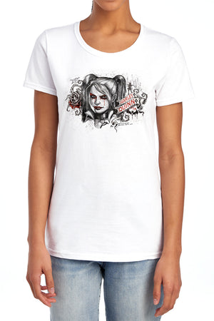 AN OFFCIALLY LICENSED BATMAN ARKHAM KNIGHT HQ SKETCH WOMEN'S REGULAR FIT T-SHIRT ATHLETIC HEATHER