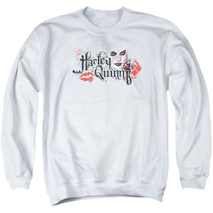 AN OFFCIALLY LICENSED BATMAN ARKHAM KNIGHT LIPS ADULT UNISEX CREWNECK SWEATSHIRT WHITE