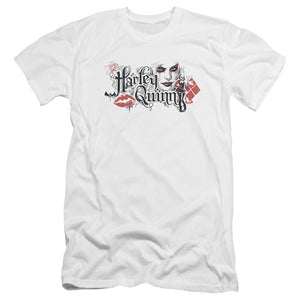 AN OFFCIALLY LICENSED BATMAN ARKHAM KNIGHT LIPS MEN'S PREMIUM SLIM FIT T-SHIRT WHITE