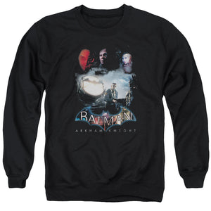 AN OFFCIALLY LICENSED BATMAN ARKHAM KNIGHT VILLAIN STORM ADULT UNISEX CREWNECK SWEATSHIRT BLACK