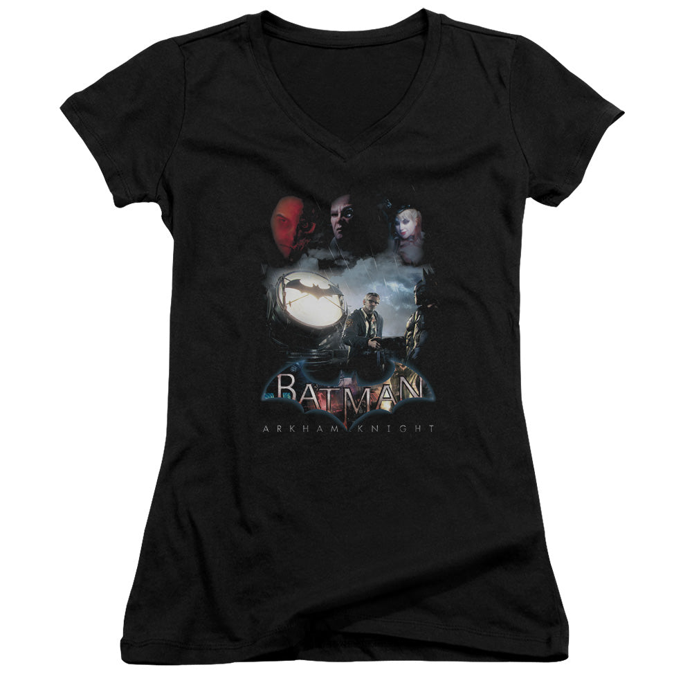 Batman Arkham Knight Villain Storm Licensed Women's T-Shirt Juniors V-Neck SM
