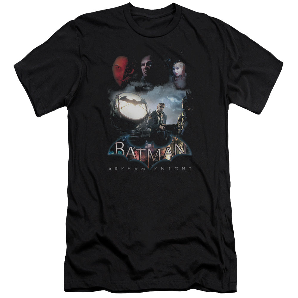 AN OFFCIALLY LICENSED BATMAN ARKHAM KNIGHT VILLAIN STORM MEN'S PREMIUM SLIM FIT T-SHIRT BLACK