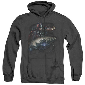 AN OFFCIALLY LICENSED BATMAN ARKHAM KNIGHT KNIGHT RIDER ADULT UNISEX HEATHER PULLOVER HOODIE BLACK